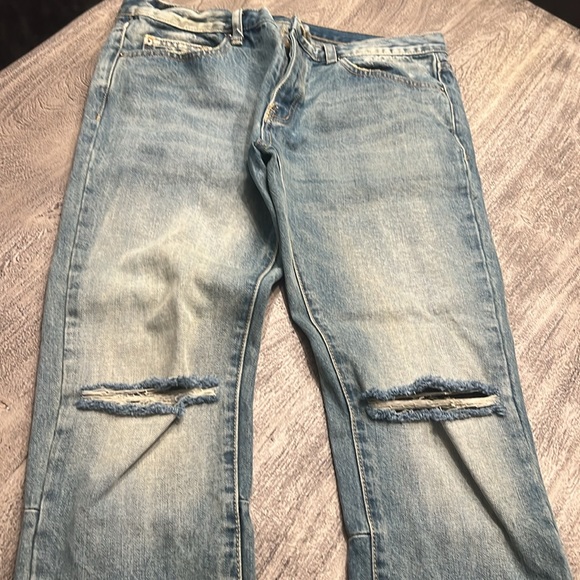 Mens MNML skinny denim size 34 slit knees, zippered leg opening - Picture 2 of 3
